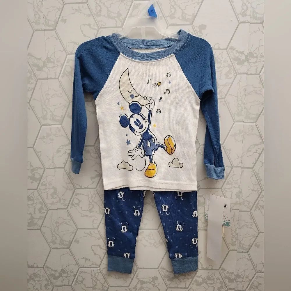 Nwt Disney Mickey Mouse Boy's Cotton Pajama Set